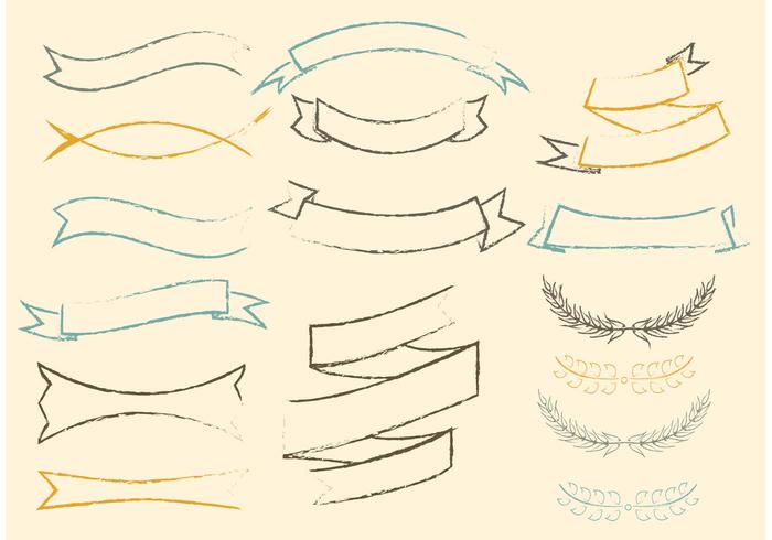 700x490 Free Sketchy Vector Ribbons Set