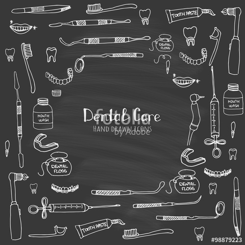 500x500 Hand Drawn Sketchy Vector Dental Care Icons Health Symbols Medical