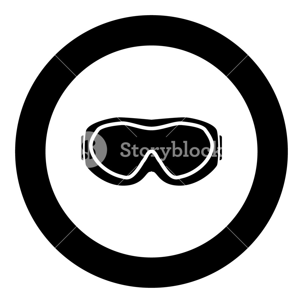 1000x1000 Ski Goggles Icon Black Color In Circle Vector Illustration