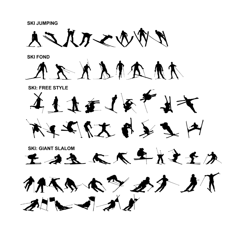 800x769 Ski Vector Silhouettes