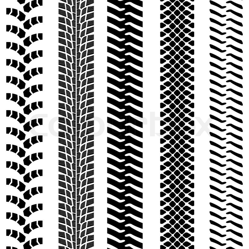 800x800 Set Of Detailed Tire Prints, Vector Illustration Stock Vector