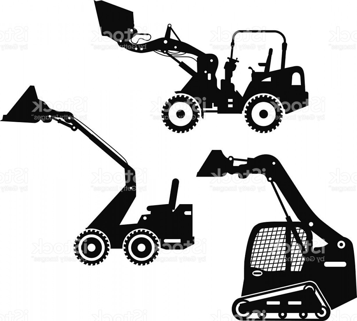 1228x1104 Skid Steer Loaders Heavy Construction Machines Vector Illustration