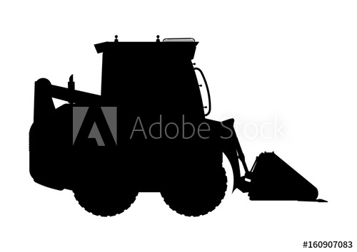 500x354 Skid Steer Loader Silhouette. Flat Vector.
