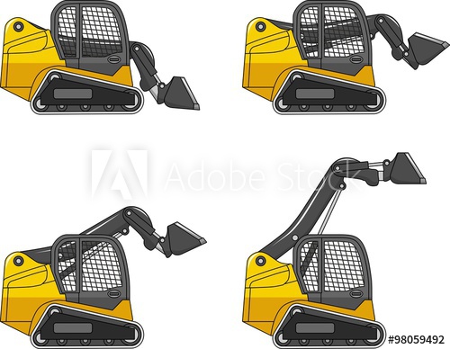500x388 Skid Steer Loaders. Heavy Construction Machines. Vector