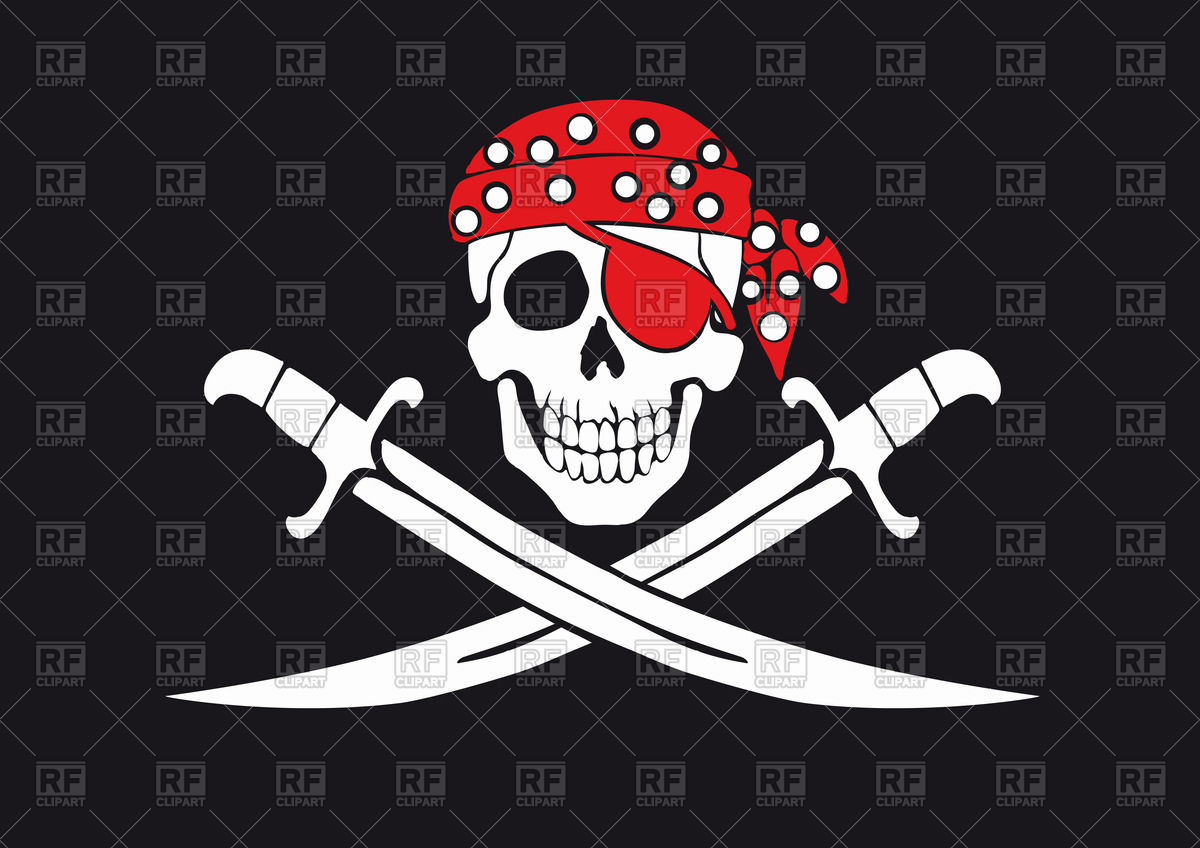 1200x848 Pirate Flag With Skull In Bandana And Swords Vector Image Vector