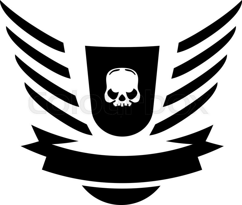 800x680 Moto Skull Vector Logo Symbol Inside Shield With Wings Stock