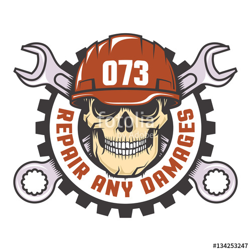 500x500 Skull In A Red Helmet With Crossed Wrenches