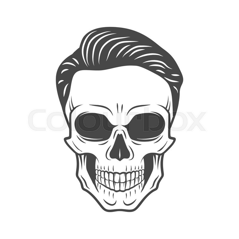 800x800 Young Stylish Skull With Hipster Hair. Glamour Rock Skeleton Logo