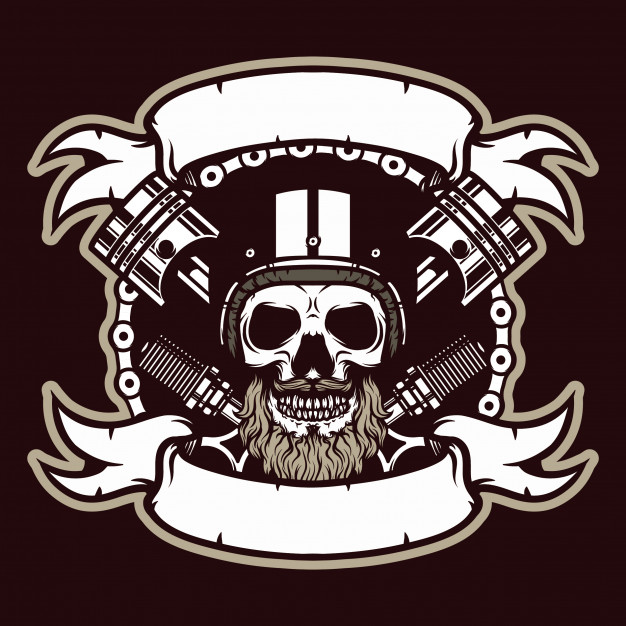 626x626 Skull Rider Badge Vector Premium Download