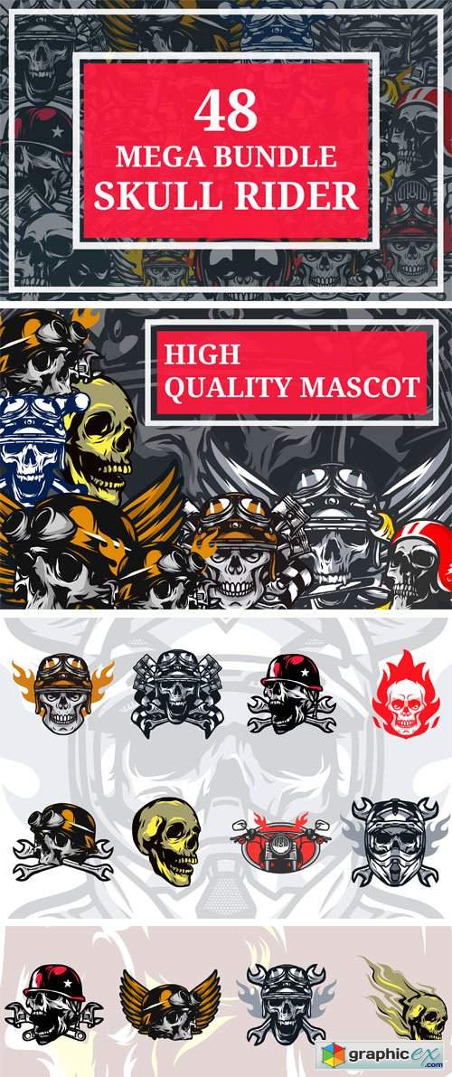 500x1191 48 Mega Bundle Skull Rider Free Download Vector Stock Image