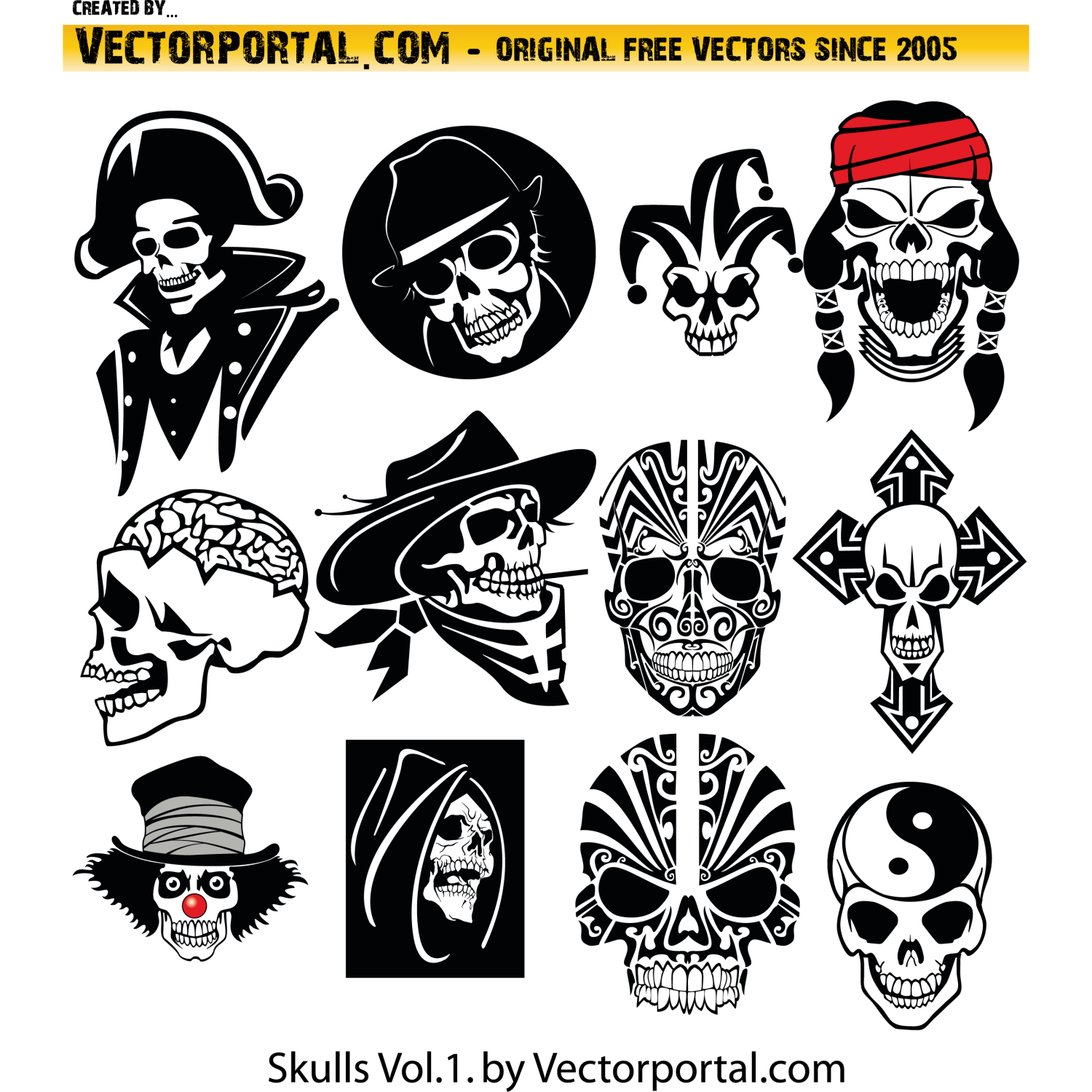 1500x1500 Vector For Free Use Skull Vectors Pack