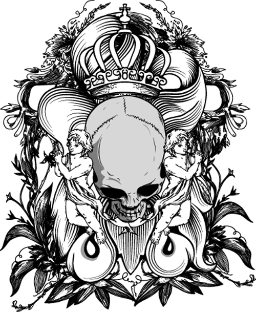 500x609 Elements Of Sticker On The Shirt Skull Vector 02 Free Download