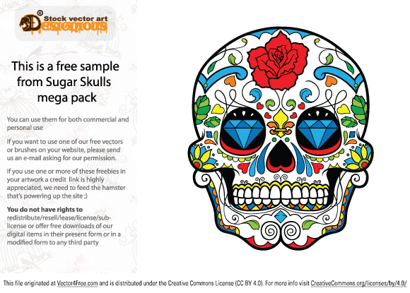 580x415 Free Colorful Skull Vector