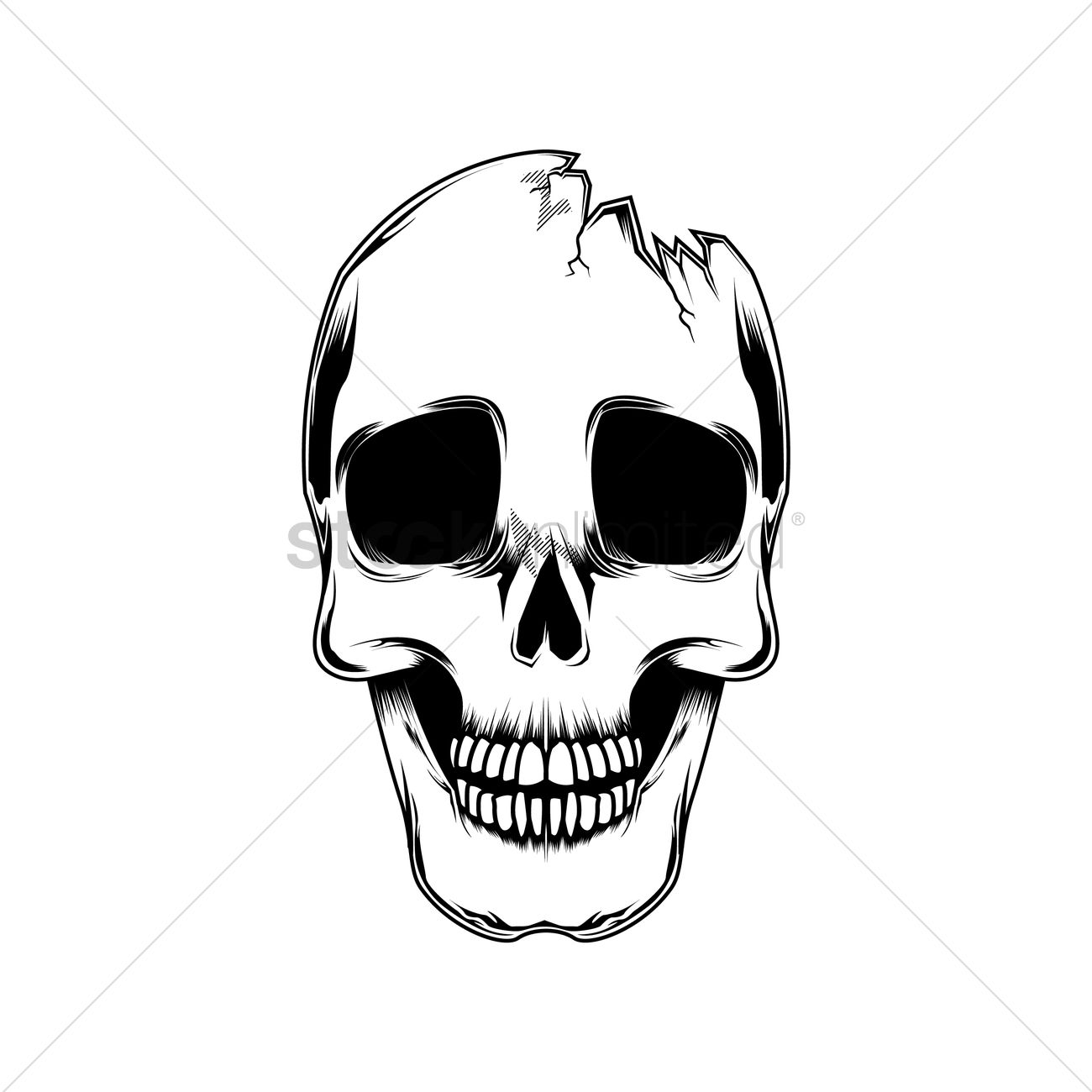 1300x1300 Broken Skull Vector Image