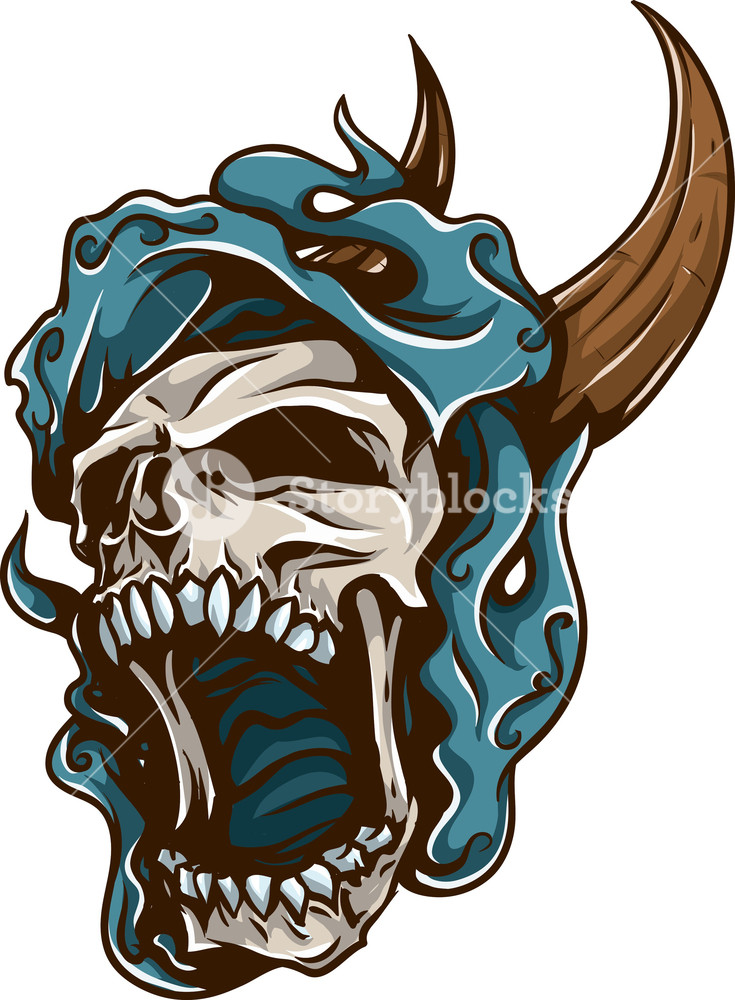 735x1000 Skull Vector Element With Horns Royalty Free Stock Image