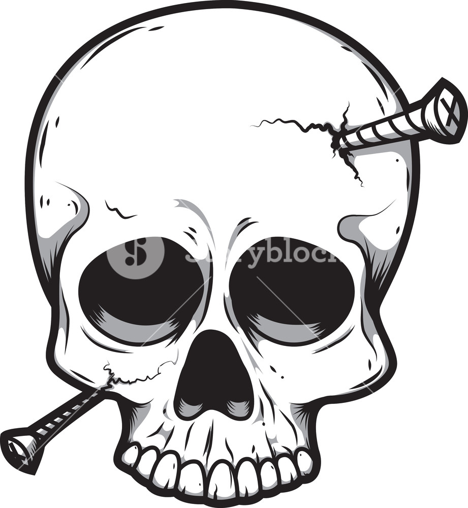 921x1000 Skull Vector Element With Nails Royalty Free Stock Image