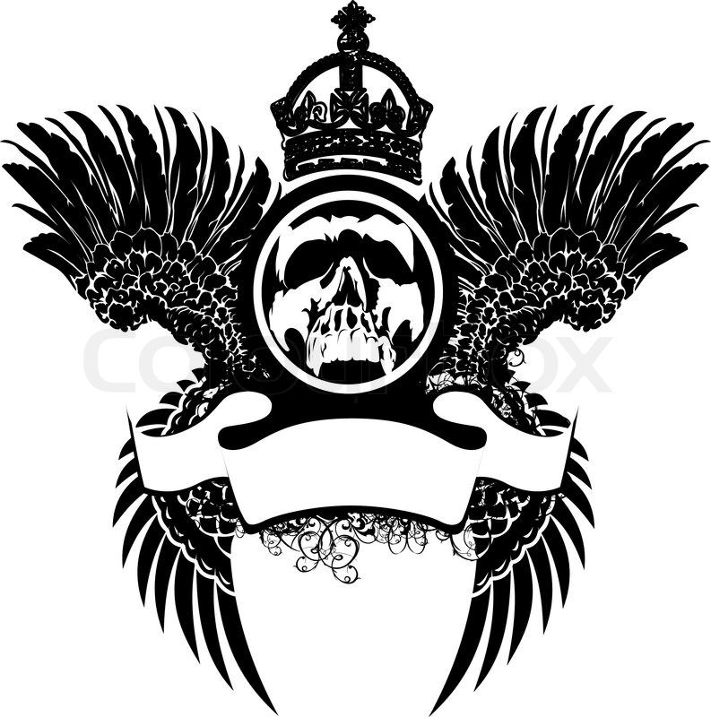 793x800 Crowned Skull On Wings Stock Vector Colourbox