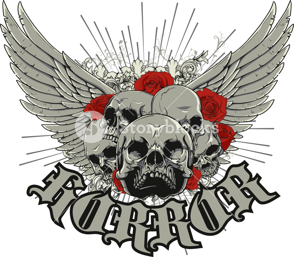 1000x872 Skulls With Wings Vector T Shirt Design Royalty Free Stock Image