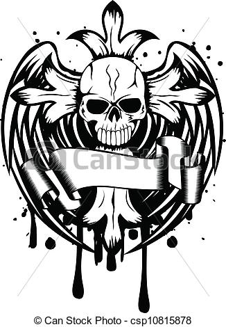 326x470 Vector Illustration Skull With Cross And Wings .