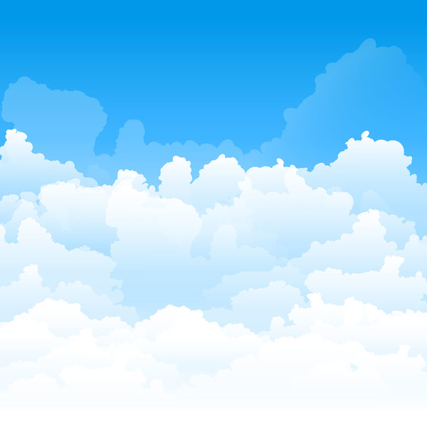 600x600 White Clouds With Blue Sky Vector Background 01 Free Download