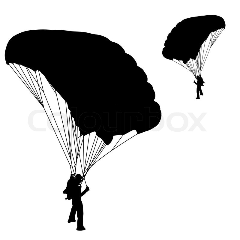 800x800 Skydiver, Silhouettes Parachuting Vector Illustration Stock