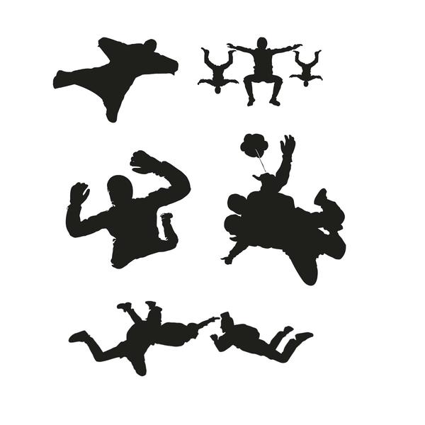 600x600 Skydivers Silhouettes Vector Free Vector Download In .ai, .eps