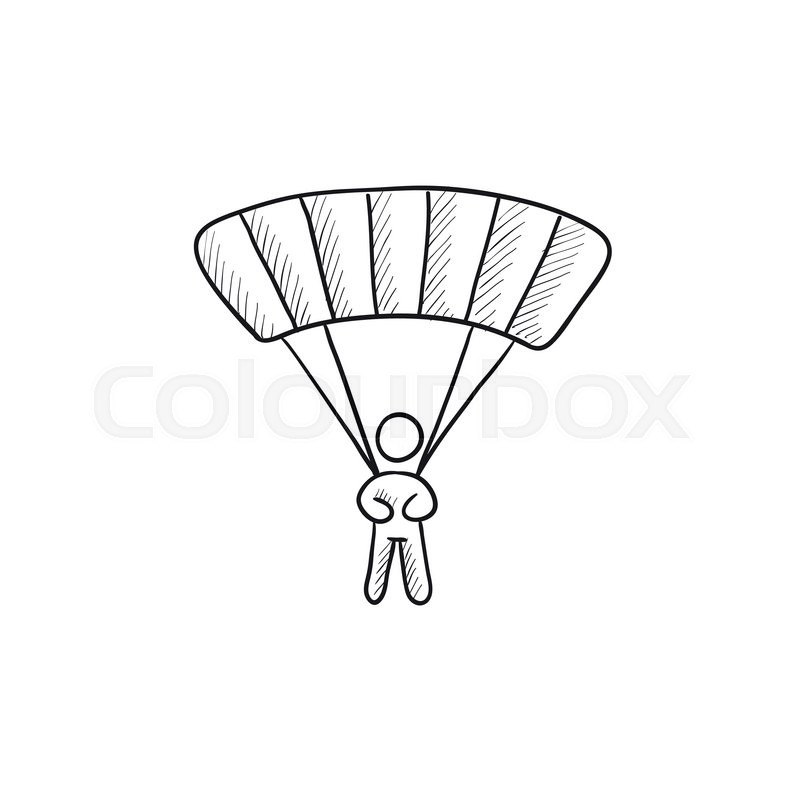 800x800 Skydiving Vector Sketch Icon Isolated On Background. Hand Drawn