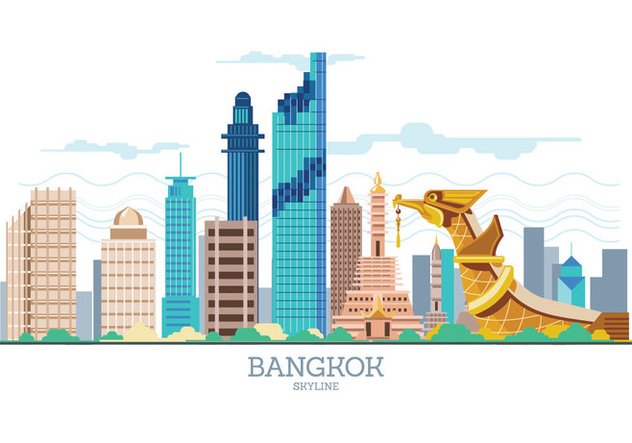 632x443 Bangkok Skyline Vector Free Vector Download 426197 Cannypic