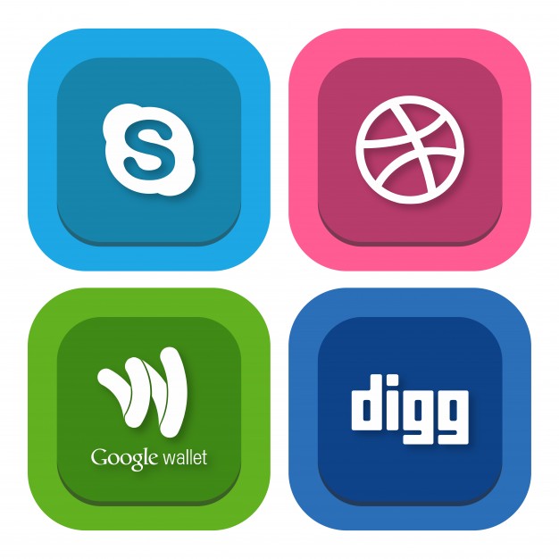 626x626 Skype Dribble Google Wallet And Digg Logos Vector Free Download