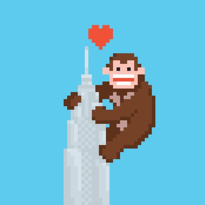 700x700 Pixel Art Style Gorilla On A Skyscraper Vector Wall Mural Pixers