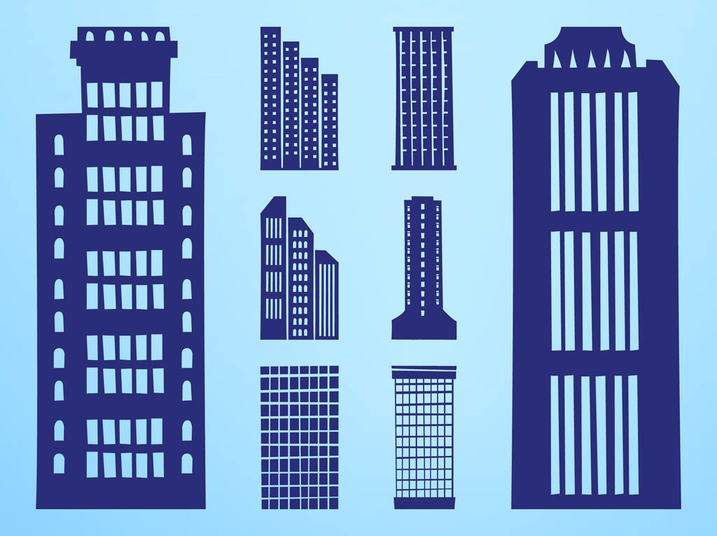 1024x765 Skyscrapers Silhouettes Set Vector Art Amp Graphics