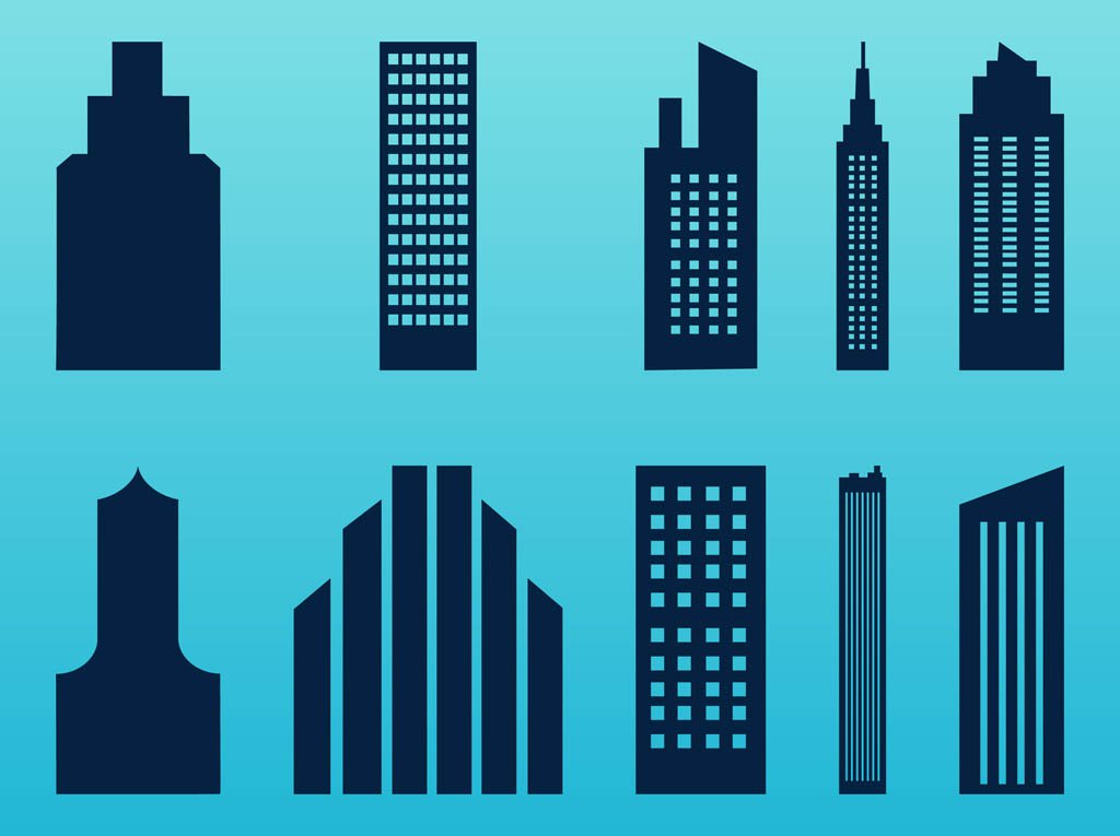 1024x765 Stylized Skyscrapers Set Vector Art Amp Graphics