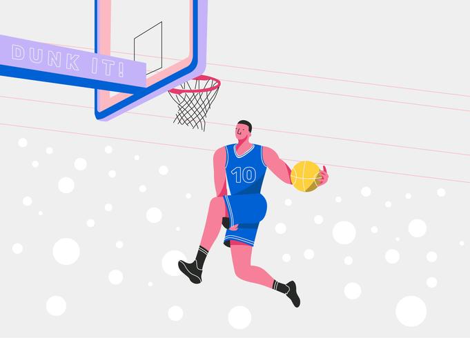 681x490 Slam Dunk Basketball Player Vector Flat Illustration