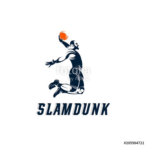 500x500 Slam Dunk Basketball Pose Silhouette Logo, Basketball Logo