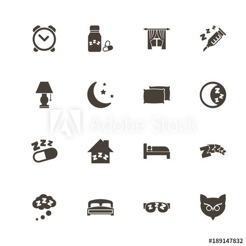 500x500 Sleep Icons. Perfect Black Pictogram On White Background. Flat