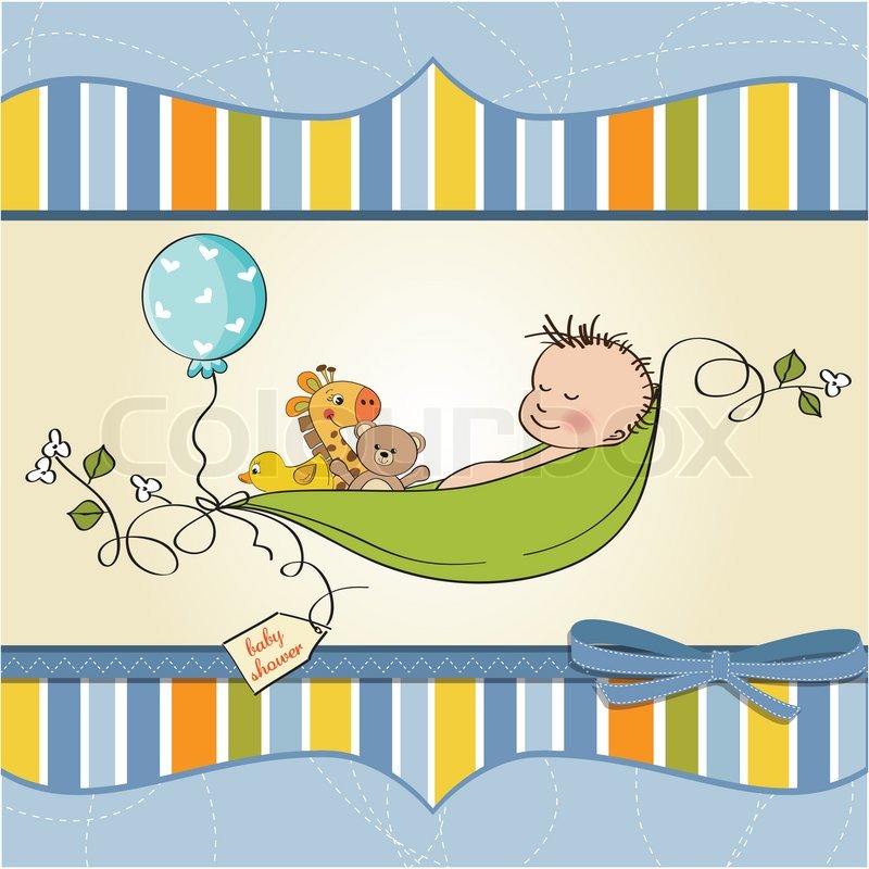 800x800 Little Boy Sleeping In A Pea Been, Baby Shower Card Stock Vector