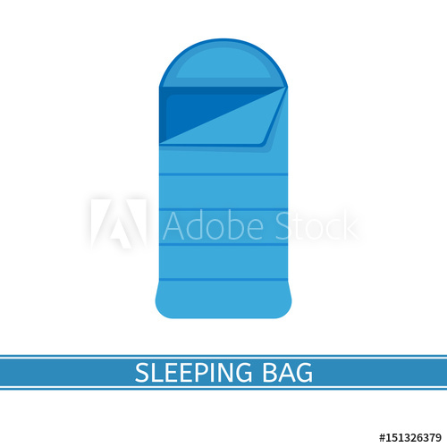 500x500 Vector Illustration Of Sleeping Bag. Camp Bed Icon In Flat Style