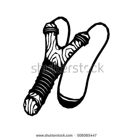 450x470 Wooden Slingshot Vector Illustration Isolated