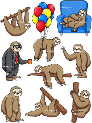 324x432 Sad Sloth Cartoon Vector Clipart