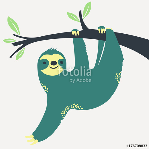 500x500 Sloth Hanging On The Tree. Vector Illustration. Stock Image And