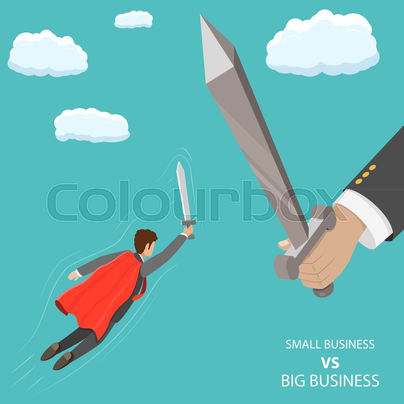 800x800 Small Business Vs Big Flat Isometric Vector Concept. A Businessman