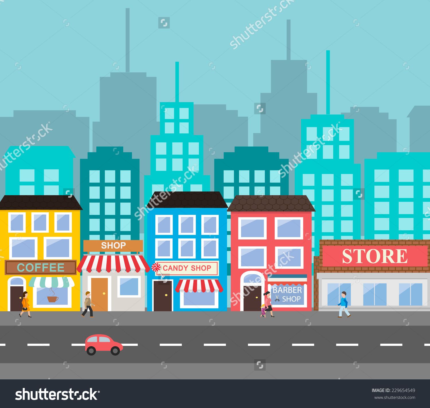 1500x1426 Small Town Urban Landscape In Flat Design Style, Vector