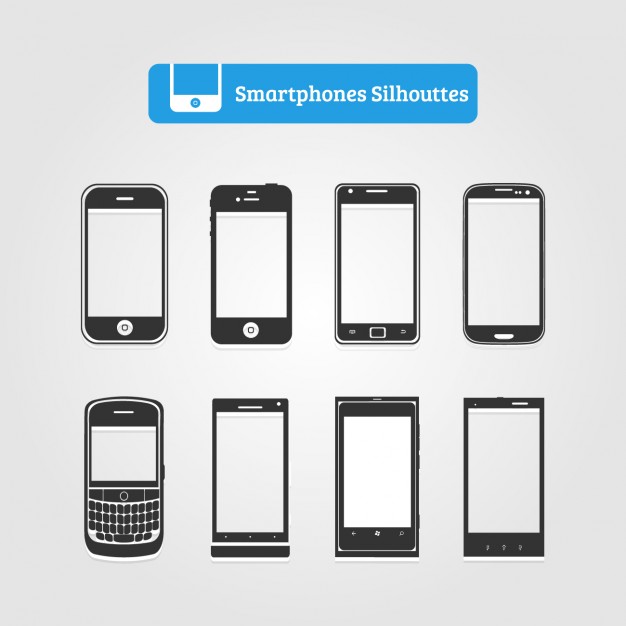 626x626 Smartphone Silhouette Collection Vector Free Download