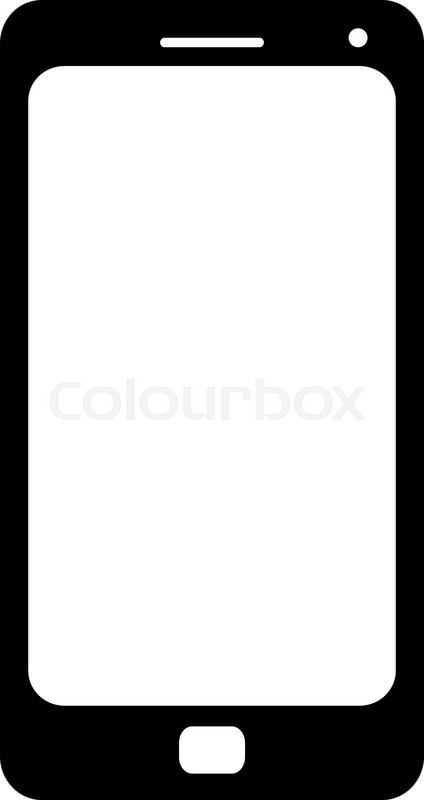 424x800 Simple Black Smartphone With Empty White Screen, Vector Graphic