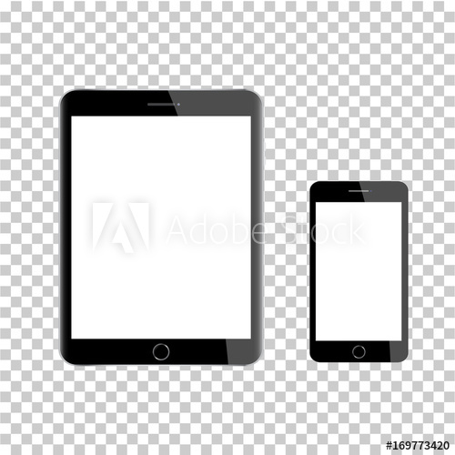 500x500 Tablet And Smartphone Vector Mockup On Transparent Background