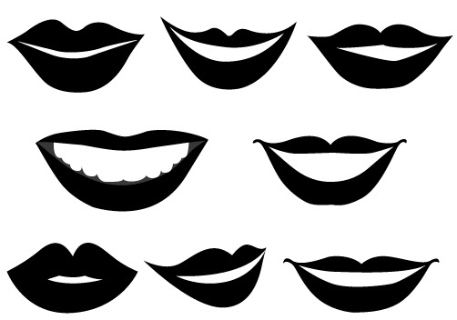 502x352 Cosy Lips Clipart Black And White Smiling Vector Graphics Download