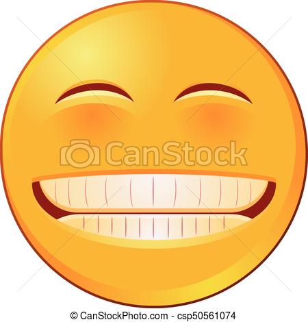 450x470 Emoji With Grin Smile Vector. Vector Illustration Of A Yellow