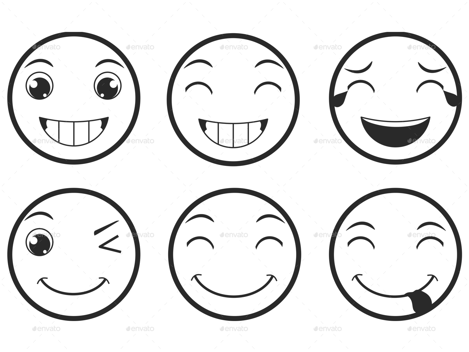 1500x1125 Line Emoticons Emoji Vector Set By Land Art Graphicriver