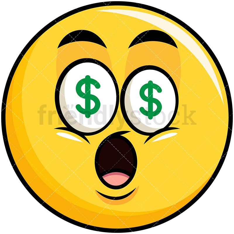 800x800 Money Eyes Yellow Smiley Emoji Cartoon Vector Clipart