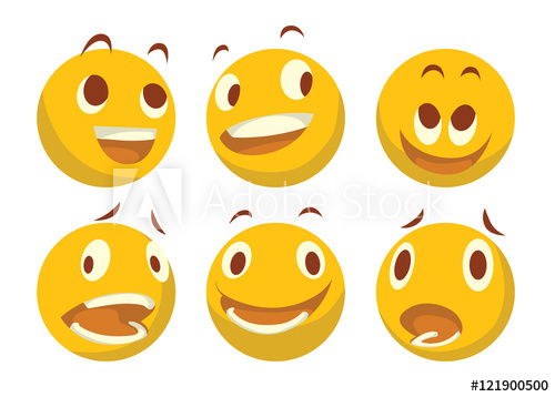 500x358 Vector Cartoon Image Of A Set Of Different Yellow Emoticons